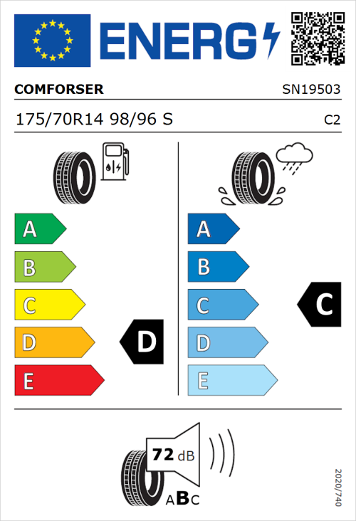 Tyre Label for Comforser CF350 175/70R14 98/96S